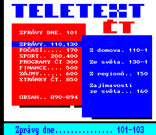 Teletext ČT1 - strana 100