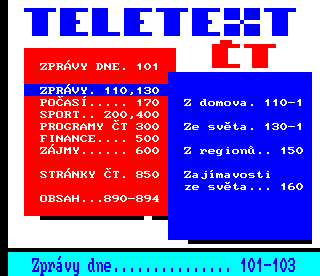 Teletext ČT 2 - strana 100