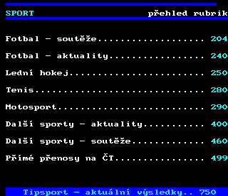 Teletext ČT4 Sport - strana 203