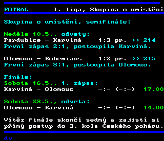 Teletext ČT4 Sport - strana 207