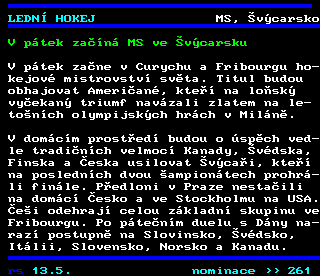 Teletext ČT4 Sport - strana 251