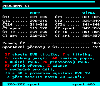 Teletext ČT4 Sport - strana 300