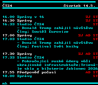 Teletext ČT4 Sport - strana 314