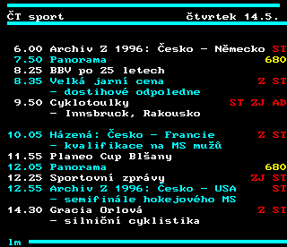 Teletext ČT4 Sport - strana 317