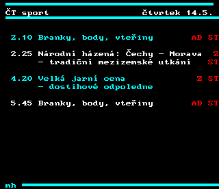 Teletext ČT4 Sport - strana 320