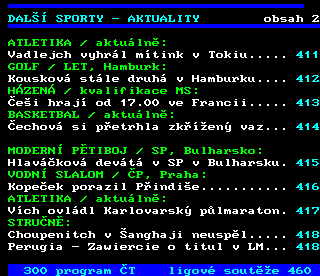 Teletext ČT4 Sport - strana 401