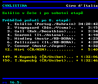 Teletext ČT4 Sport - strana 405