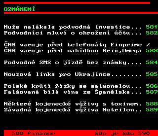 Teletext ČT4 Sport - strana 580