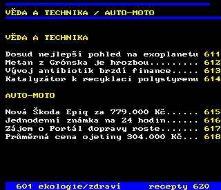 Teletext ČT4 Sport - strana 610