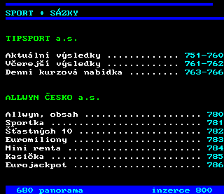 Teletext ČT4 Sport - strana 700