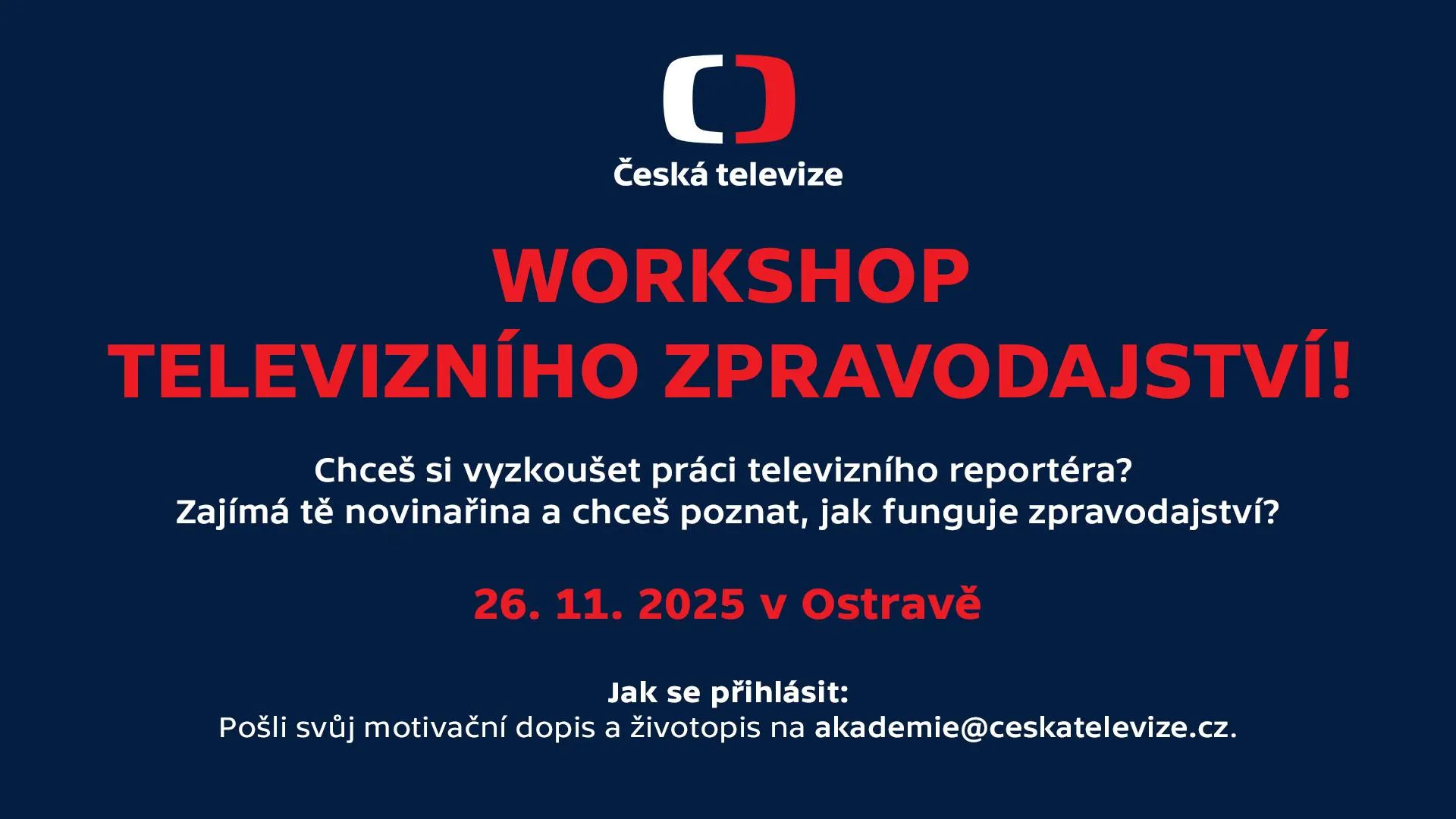 Vyzkoušej si práci televizního reportéra: přihlas se na workshop v Ostravě