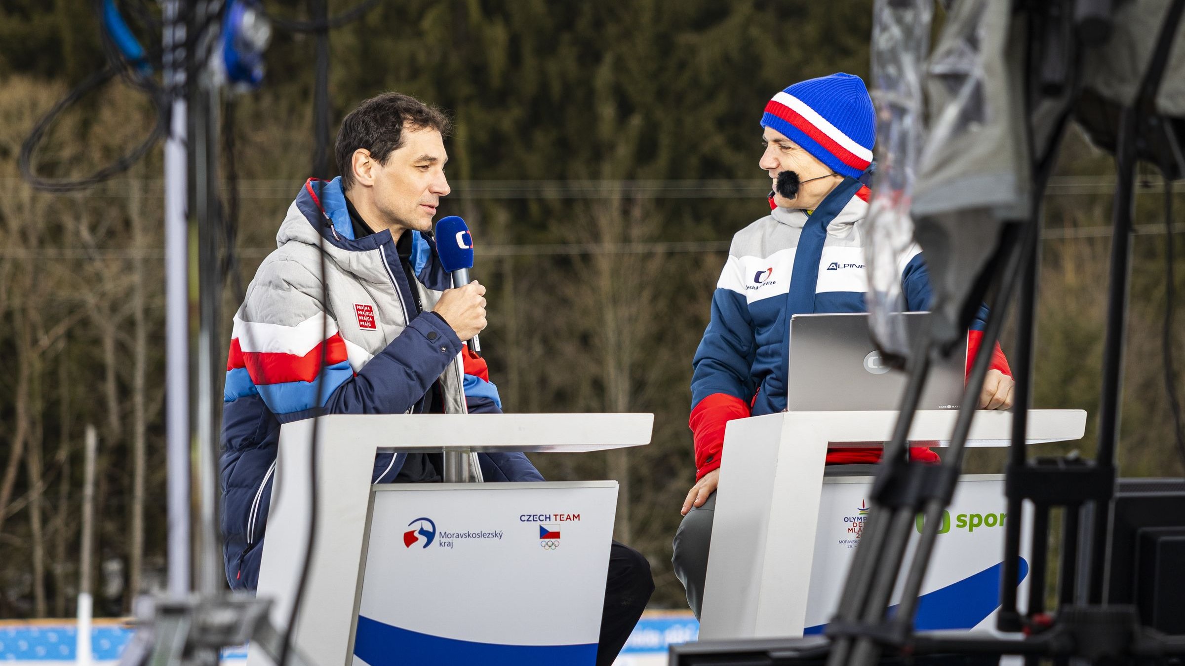 Jiří Beran a Tomáš Budka studio ČT sport na Bílé