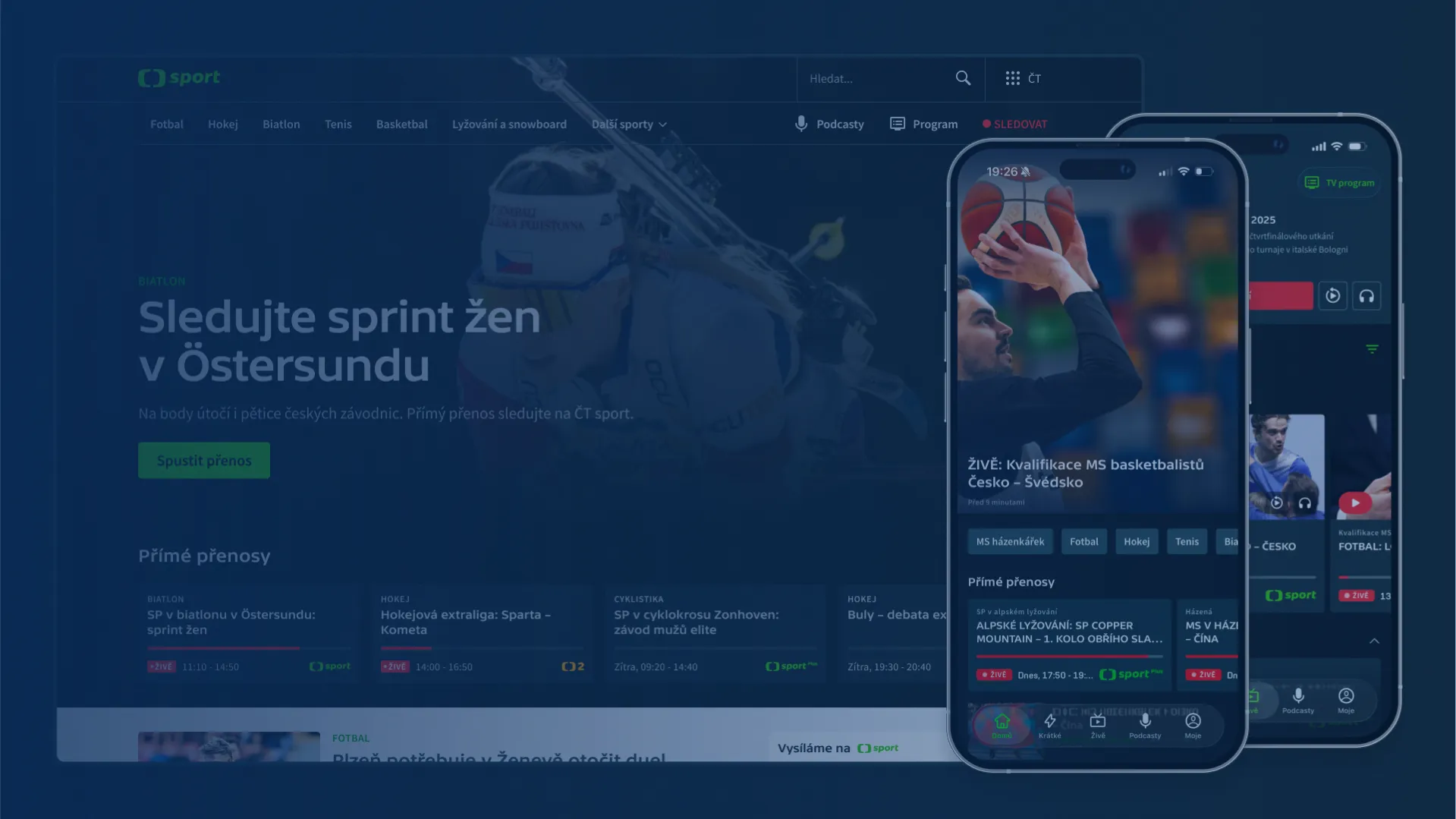Přímé přenosy jednoduše a rychle. Česká televize spustila modernizovanou digitální platformu ČT sport