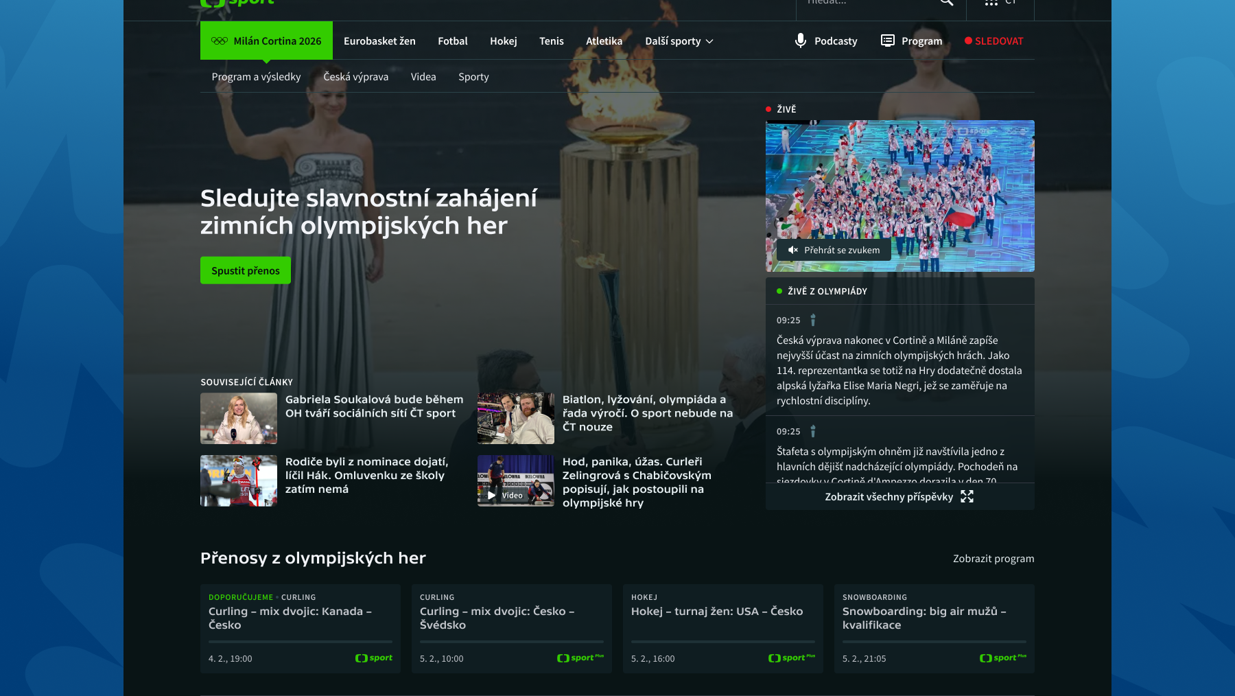 Web ČT sport © Česká televize