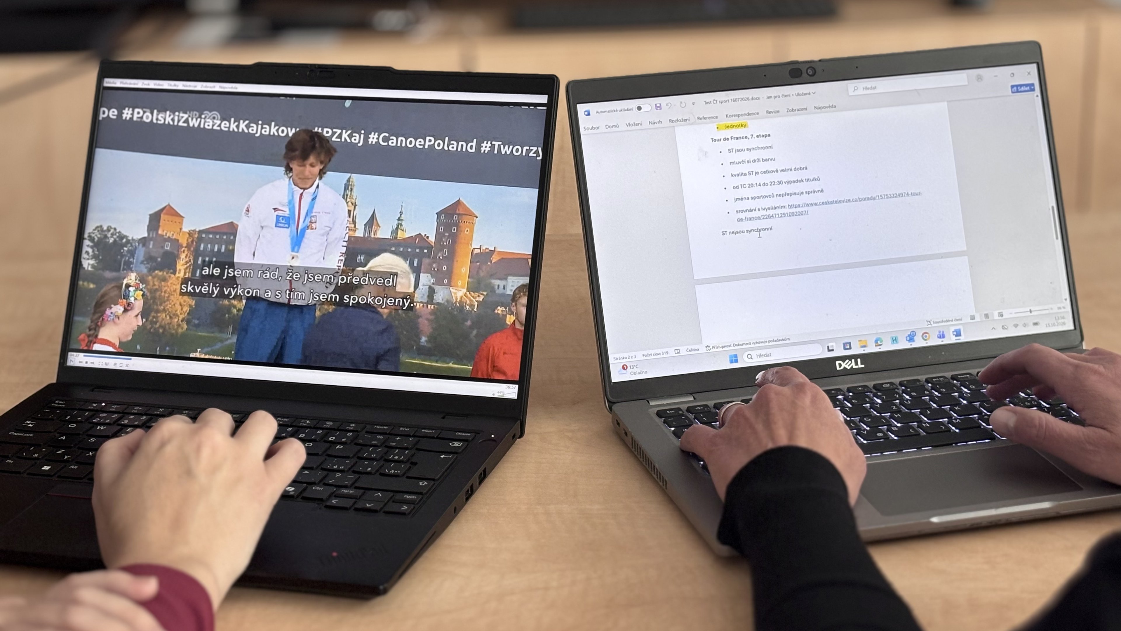 Automatické titulkování ČT sport © Česká televize