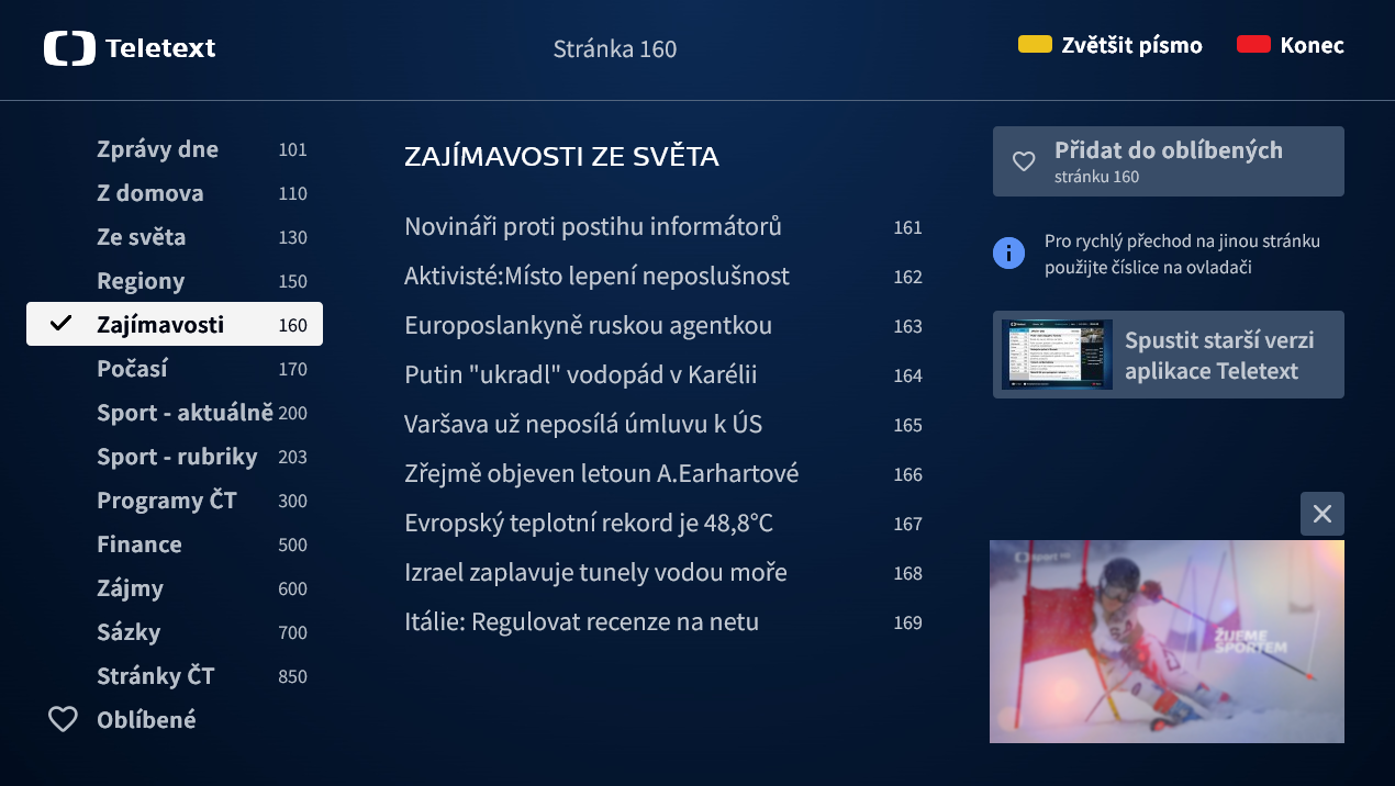 Teletext - obsah